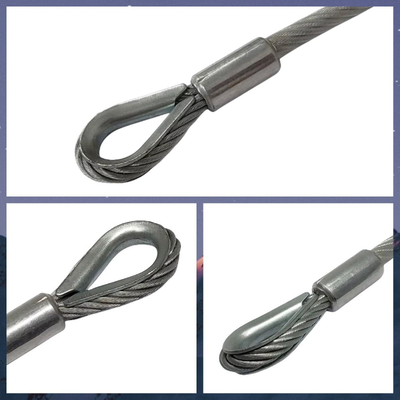 کارخانه فروش مستقیم سیم فولادی طناب لنیارد کابل سیم فولادی طناب مونتاژ 3mm PVC پوشش سیم با حلقه