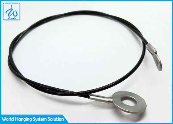Black PVC Coated / Plastic Coated Stainless Steel Wire Rope By Double - End Eyes
